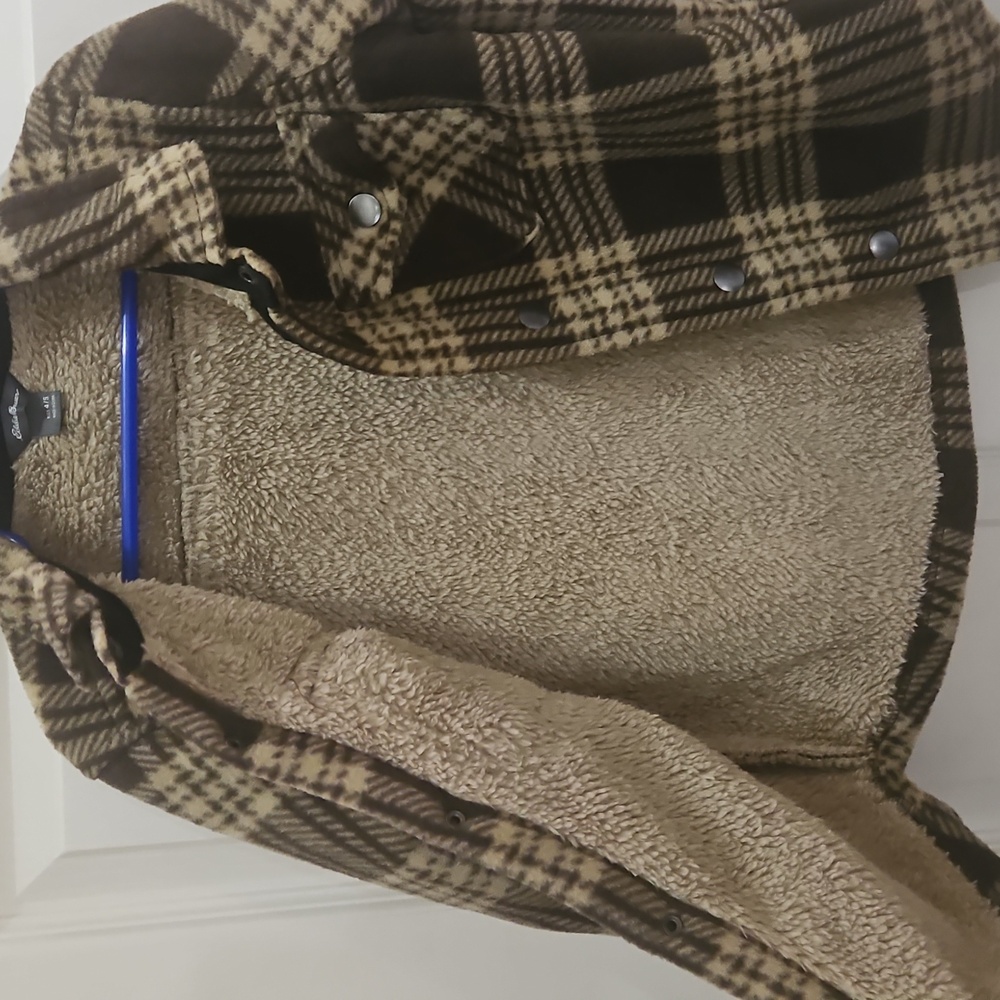 Eddie Bauer Brown Plaid Jacket Faux Shearling Lining Boys Sz 4/5 - Picture 5 of 8